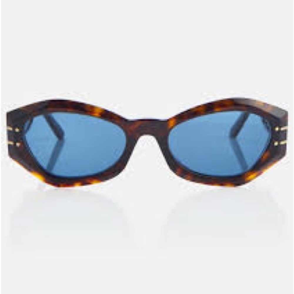 Dior Signature B1U Butterfly Tortoise Shell Sunglasses with Blue Lenses